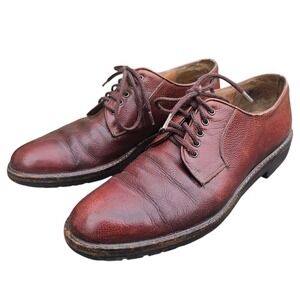 Salvatore Ferragamo 9 B Brown Pebbled Leather Oxford Lace Up Derby‎ Italy